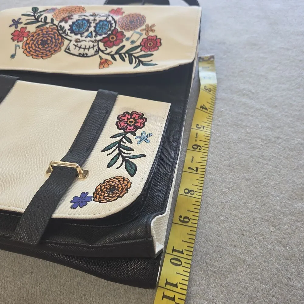 Disney Parks Coco Backpack Purse Embroidered Sugar Skull Marigold Faux Leather